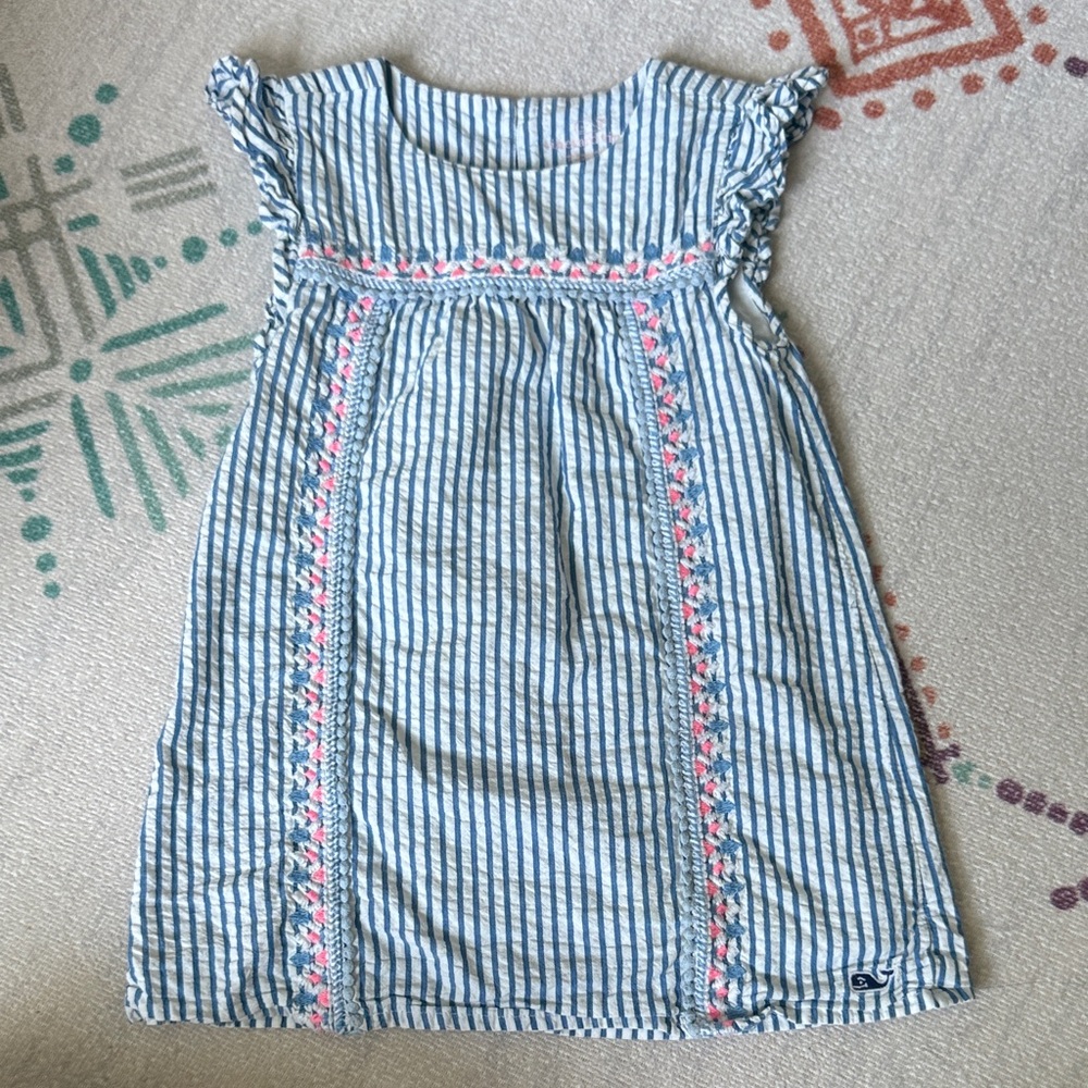 Vineyard Vines Blue and Pink Striped Kids Dress